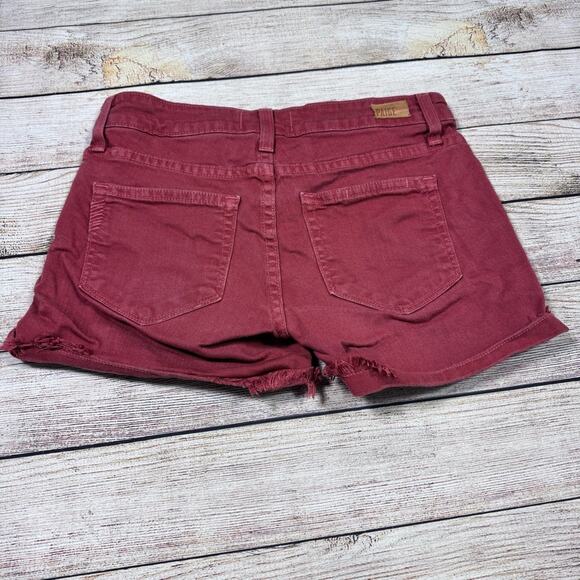 PAIGE Rust Red Orange Jimmy Jimmy Jean Shorts Cuffed Hem Raw Hem Women's 23 - Picture 7 of 11